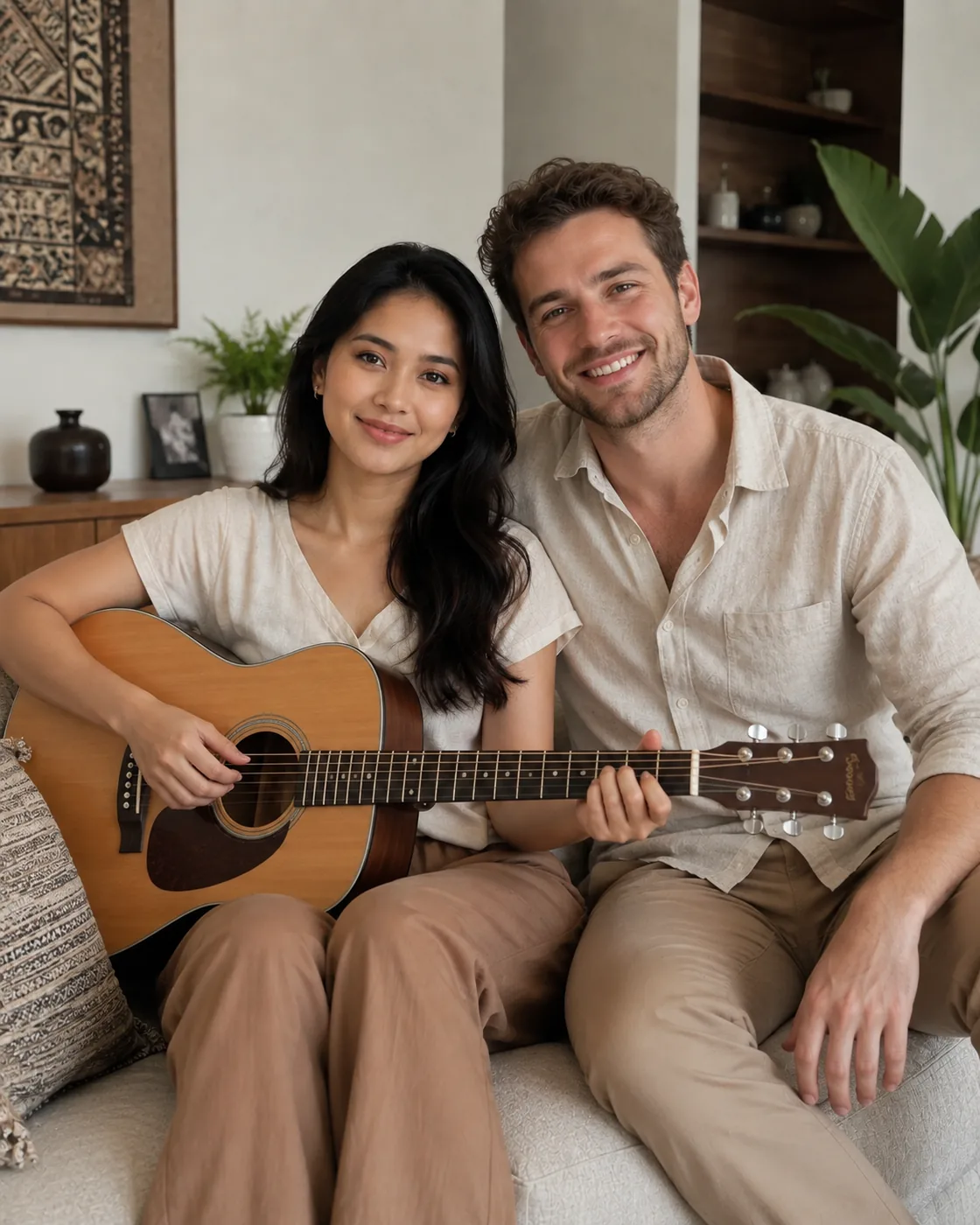 Pasangan bersama gitar sebagai simbol lagu personal