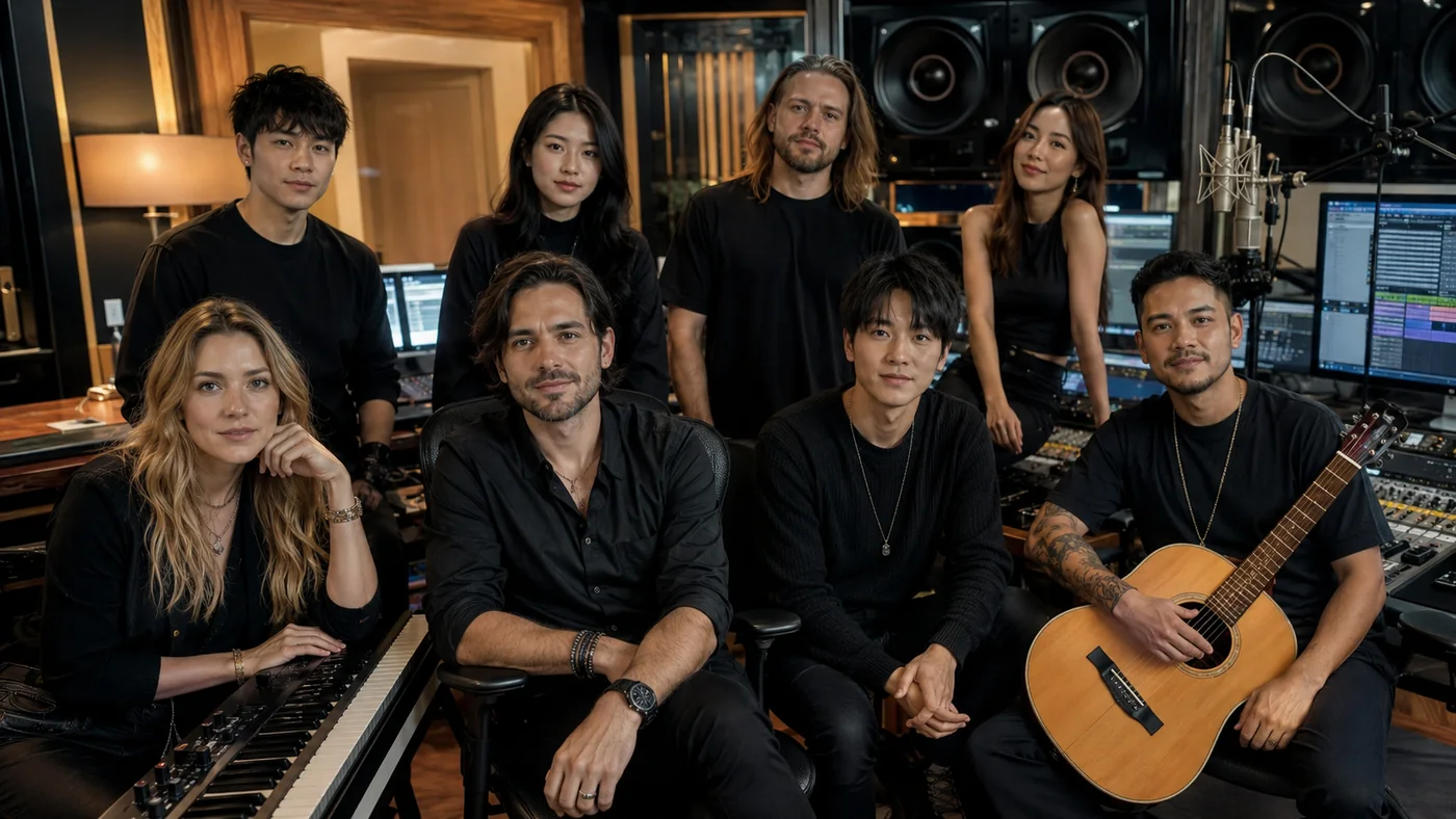 Tim musisi khusus Laguku di studio profesional
